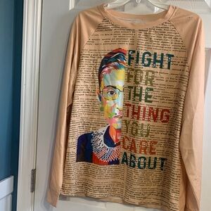 Ruth Bader Ginsburg Graphic Long Sleeve Shirt with Inspirational Print